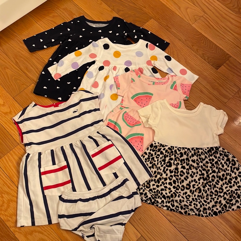 Baby Girl 3-6M Dress bundle 2 short-sleeve & 1 tank dress w cover